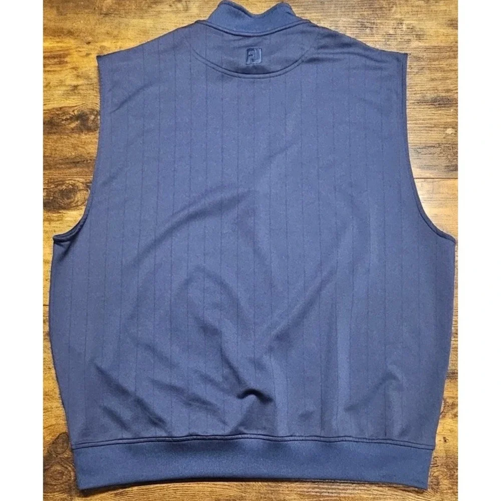 FootJoy Men's XL Performance Golf Vest Blue Striped 1/4 Zip Pullover Stretch